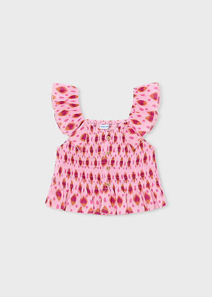 Candy Pink Smocked Bambula Top