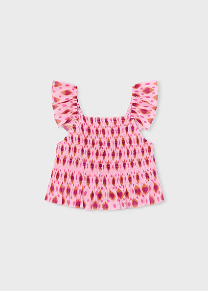 Candy Pink Smocked Bambula Top