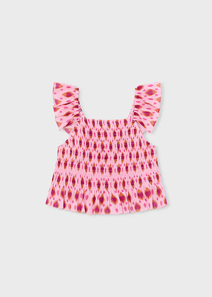 Candy Pink Smocked Bambula Top