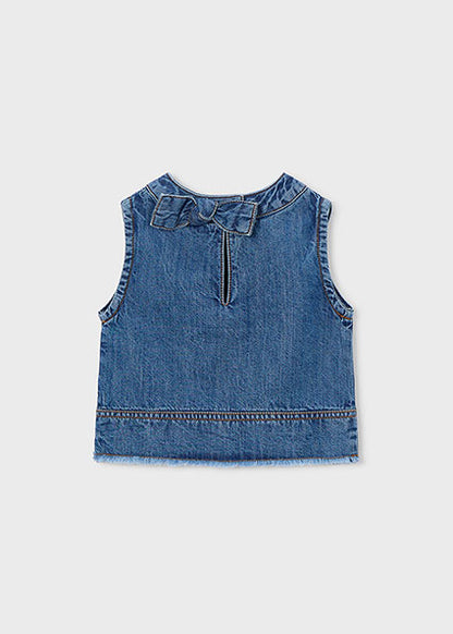 Indigo Bow Denim Top