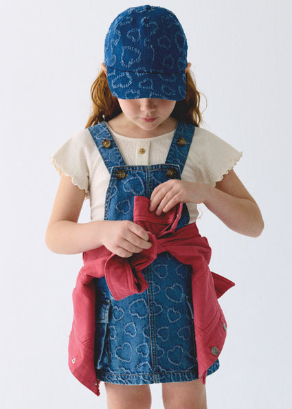 Heart Stitch Denim Overall Dress