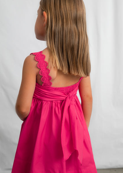 Fuchsia Lace Bow Dress