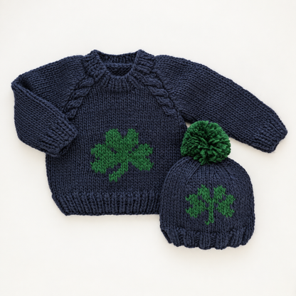 Indigo Shamrock Crew Neck Sweater