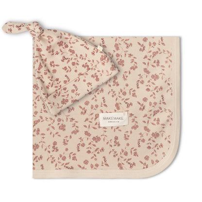 Organic Swaddle Blanket & Hat Set - Petal Whispers