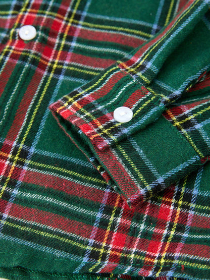 Christmas Plaid Button Down Shirt for Boys