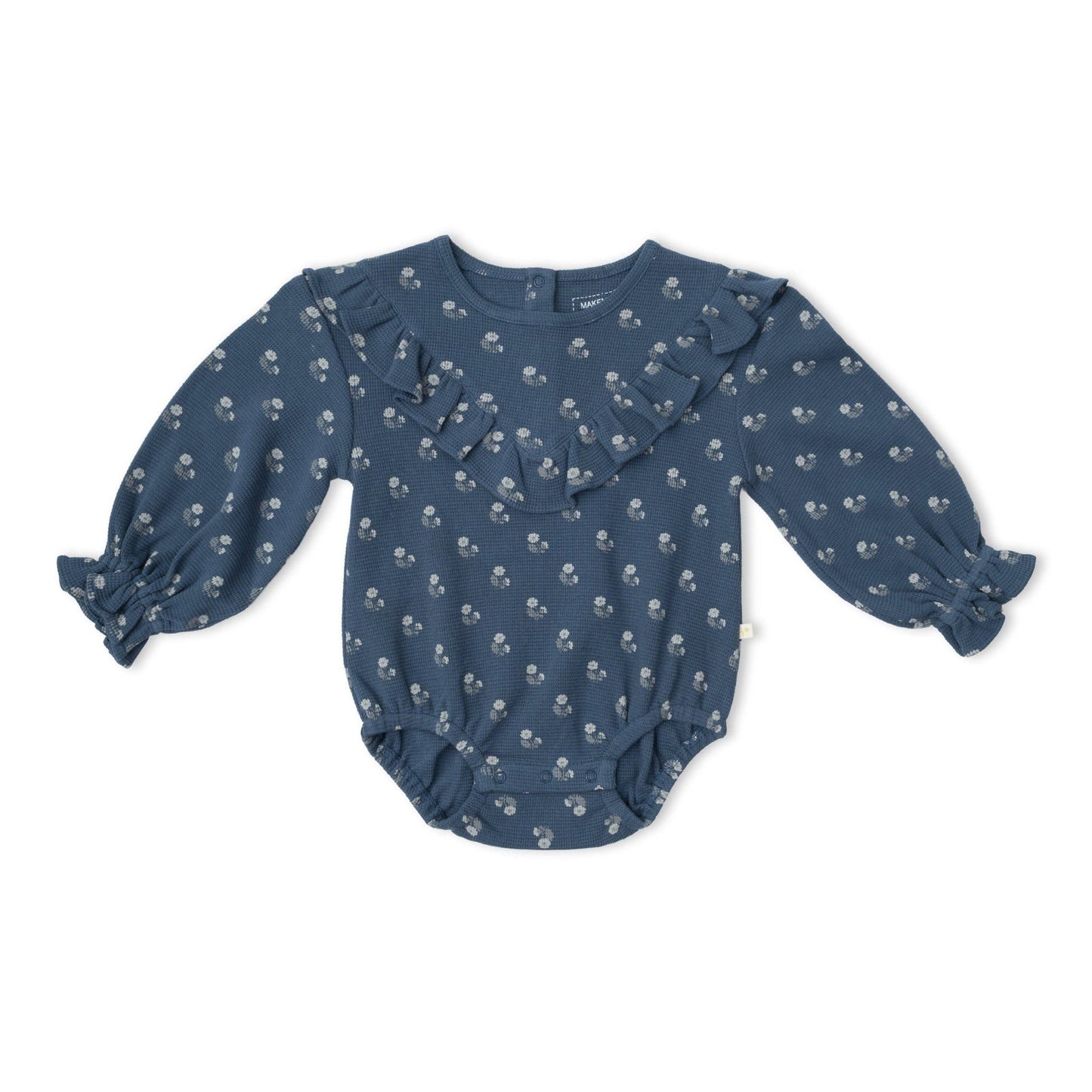 Organic Ruffle Bubble Romper - Indigo Blossom