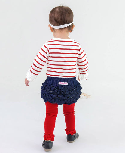 Girls Red Footless Ruffle Tights