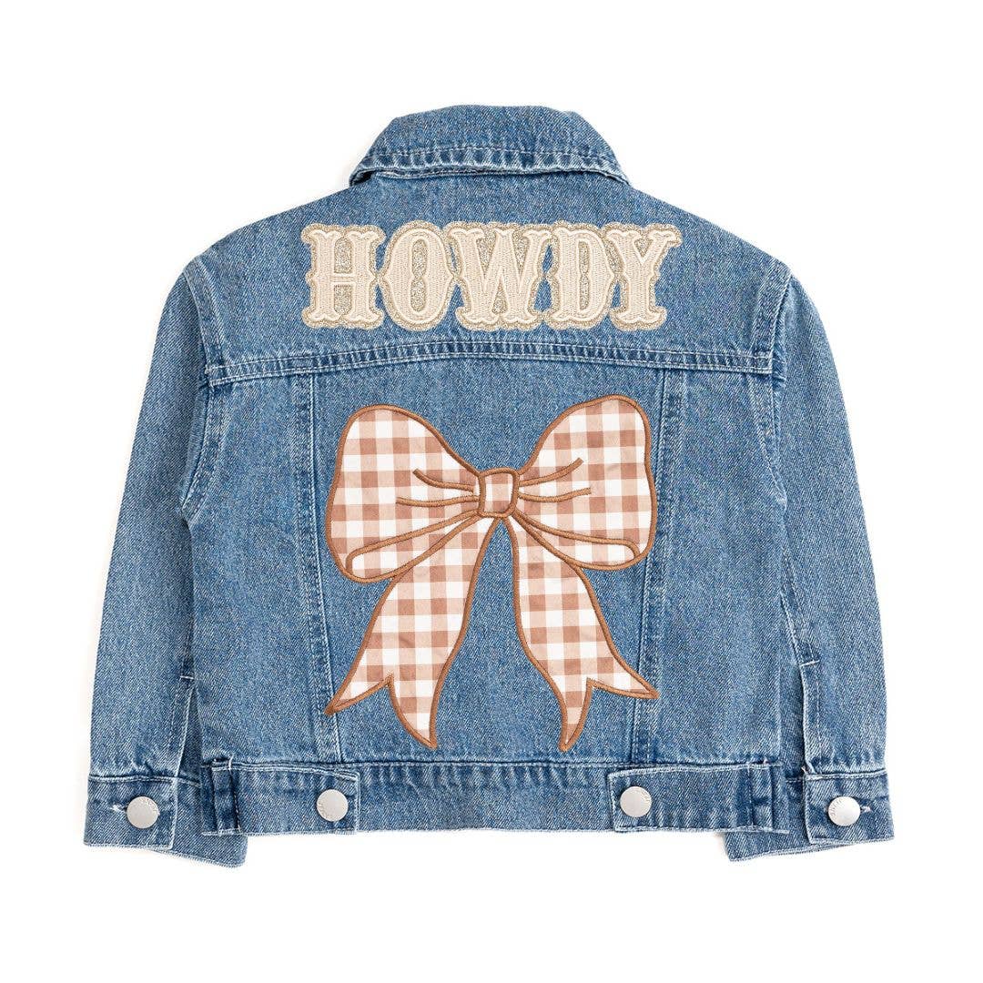 Howdy Gingham Bow Patch Denim Jacket