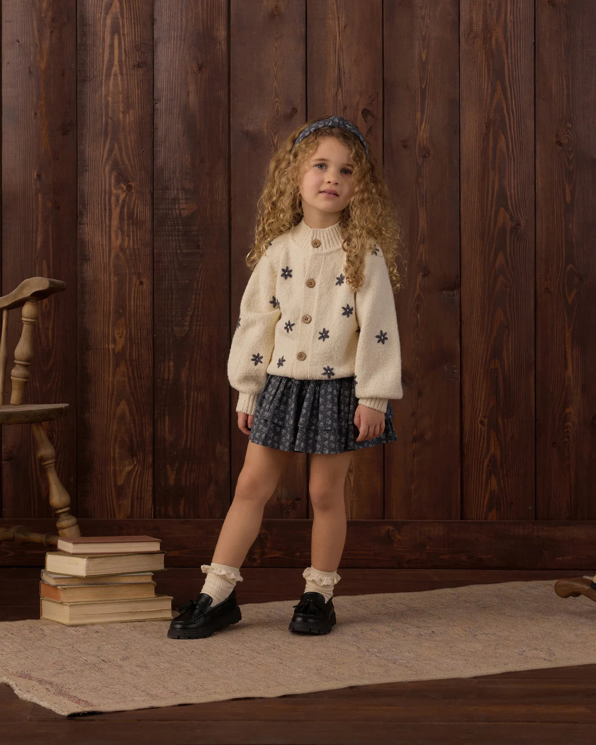 Rylee + Cru Lace Trim Socks 2-pack in rosewood and natural, another view of the kids' socks