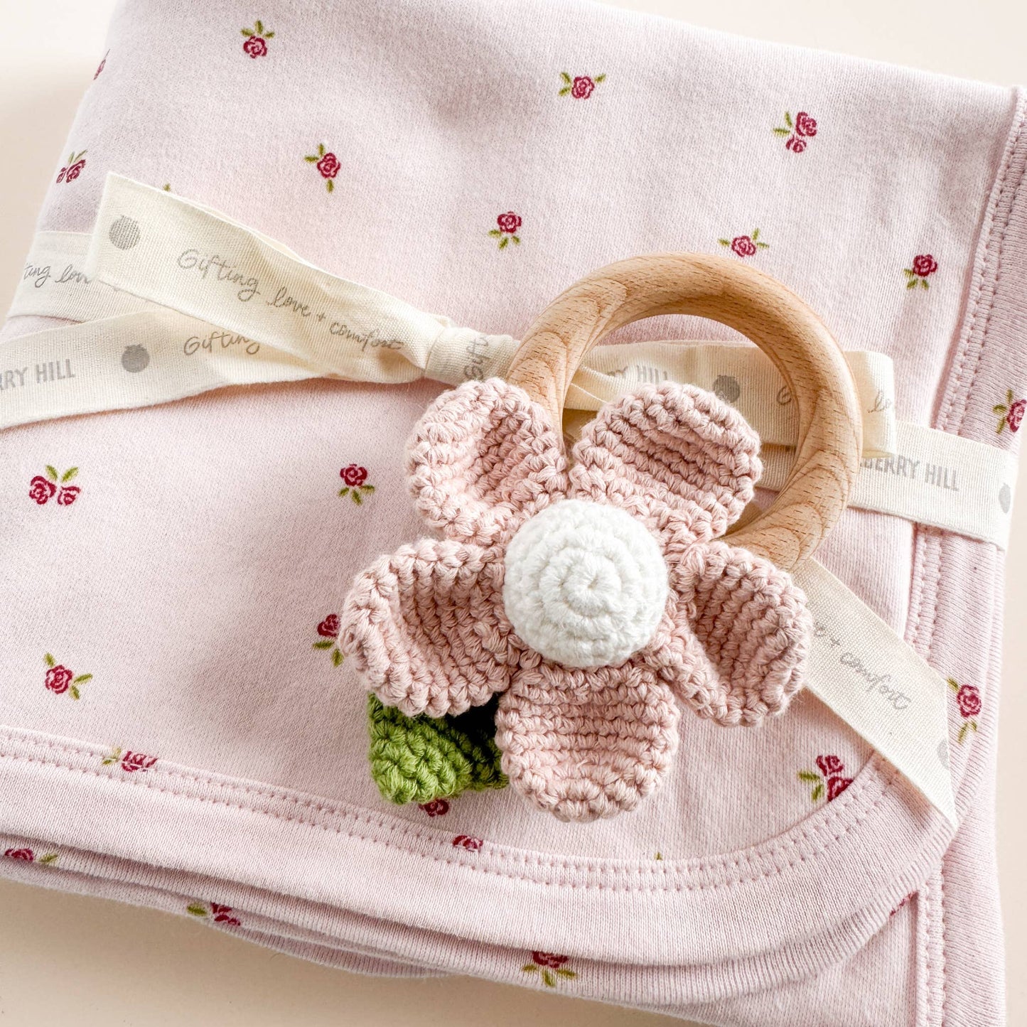 Rosebud Organic Cotton Knit Swaddle Blanket