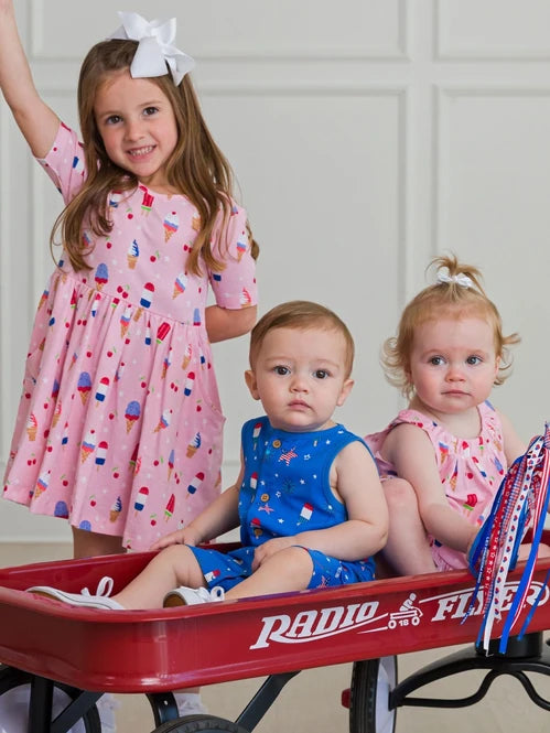 Girls Sweet Freedom Short Sleeve Knit Twirl Dress