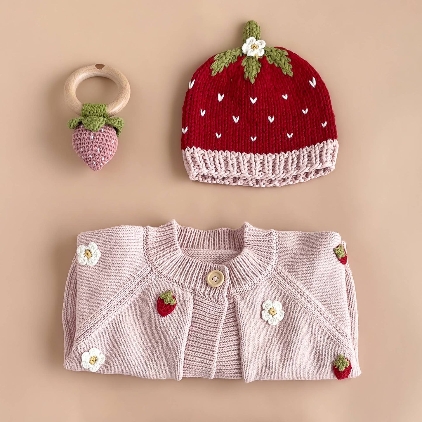 Cotton Strawberry Blush Flower Cardigan