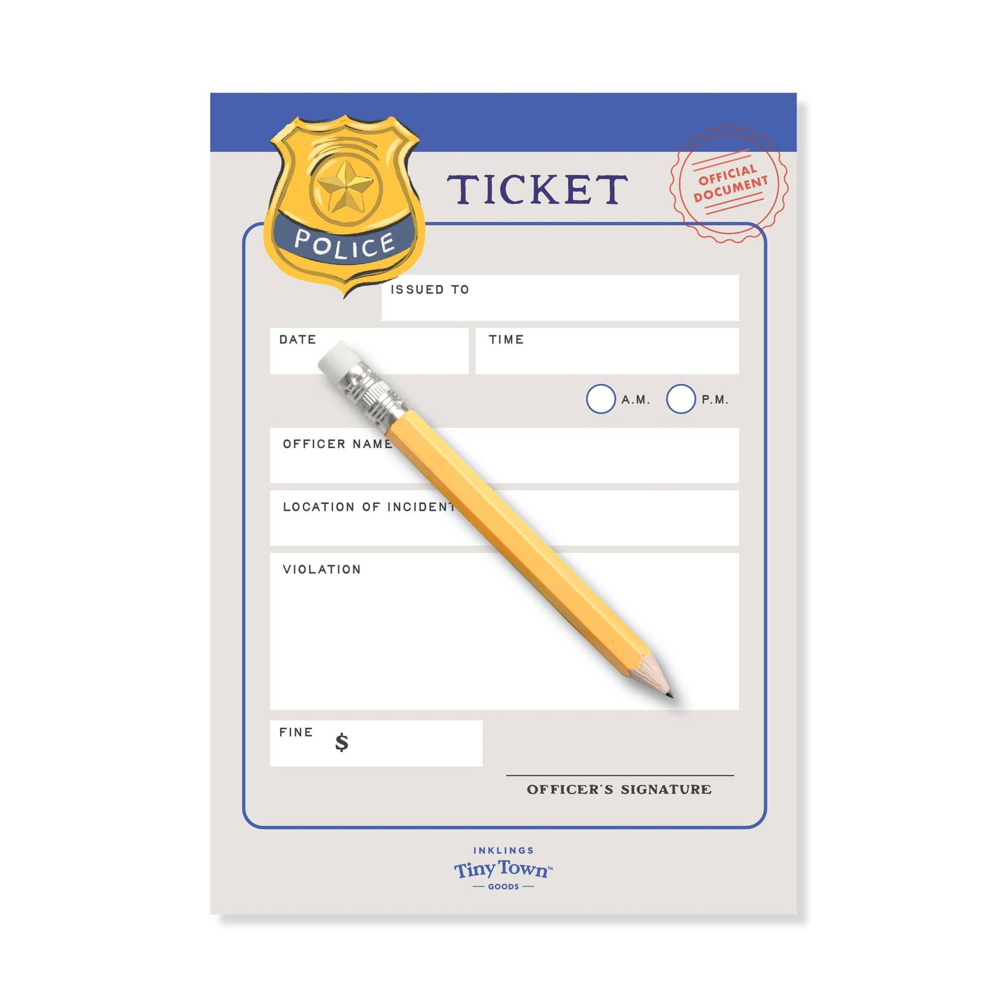 Inklings Tiny Town™ Play Notepad - Police Ticket