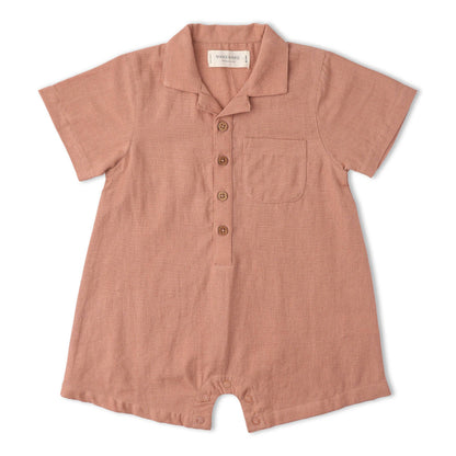 Organic Collared Romper - Clay