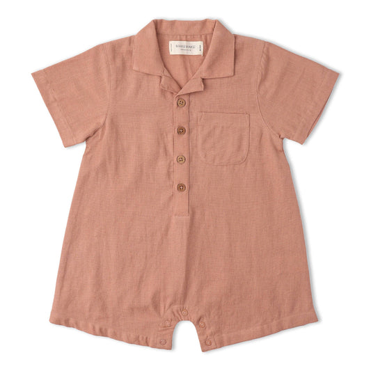 Organic Collared Romper - Clay