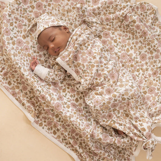 Organic Kimono Knotted Sleep Gown - Summer Garden