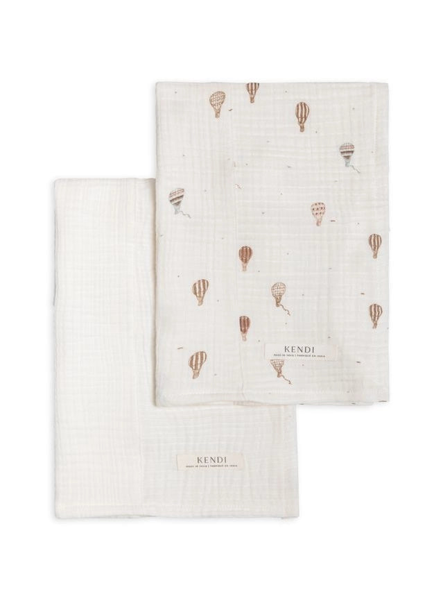 Hot Air Balloon+ Coconut Muslin Burp Cloth Set