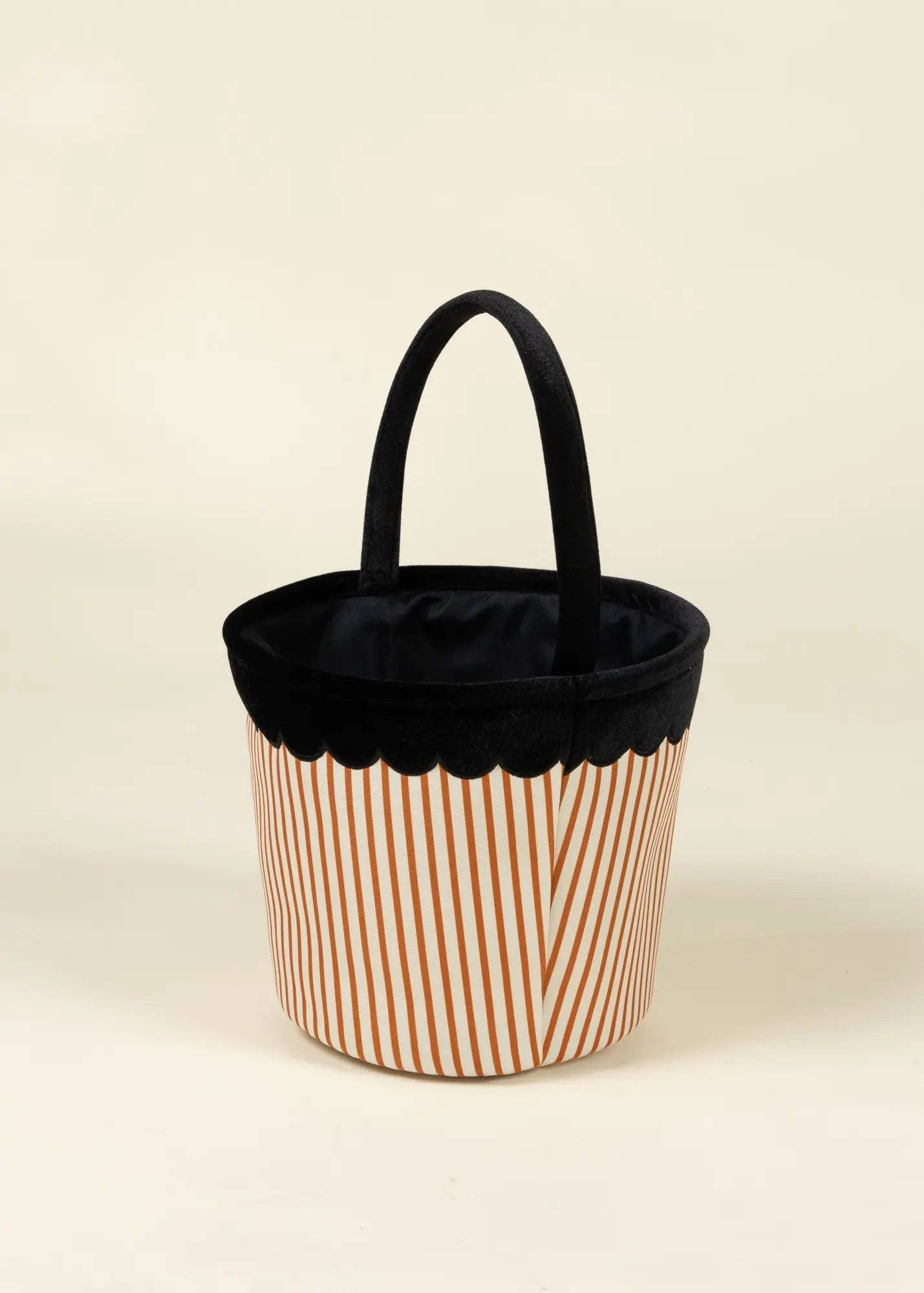 Pumpkin Stripe Scalloped Fabric Treat Basket