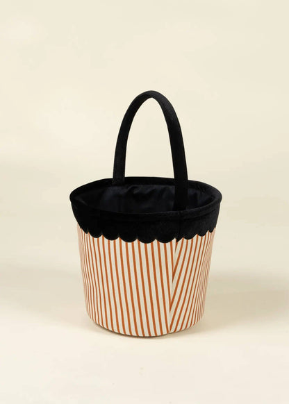 Pumpkin Stripe Scalloped Fabric Treat Basket