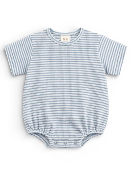 Dusty Blue Stripe / Ribbed T-Shirt Bubble