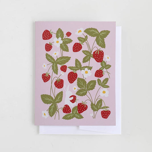 Strawberry Bunny Greeting Card