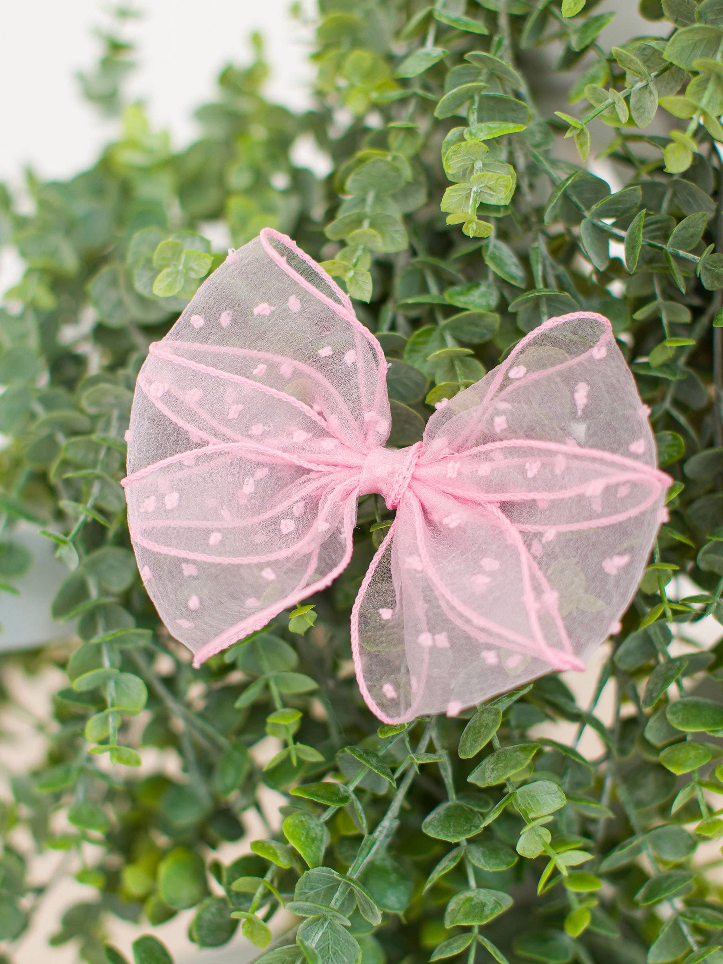 Girls Baby Pink Dotted Tulle Bow