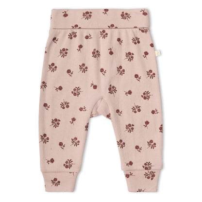 Organic Bodysuit & Foldover Pants Set - Rosebud