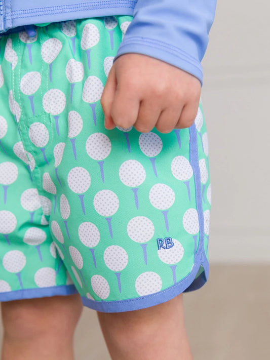 Boys Tee Time Golf Dolphin Hem Swim Trunks