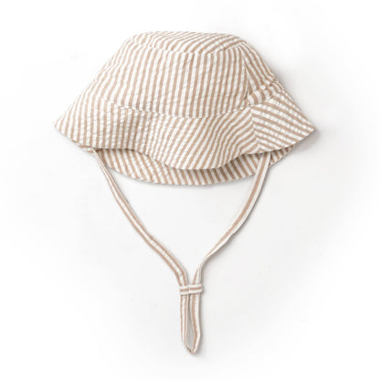 Organic Bucket Sun Hat - Brown Stripes