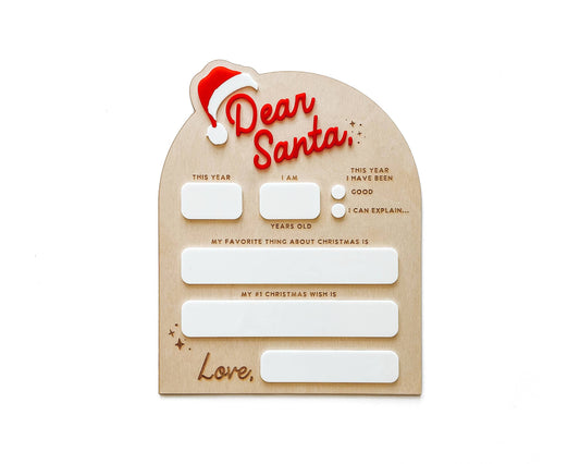 Dear Santa Dry Erase Sign, Christmas Eve Santa Photo Prop