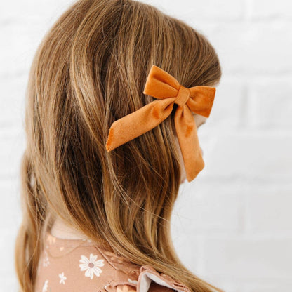 Spice Velvet Coquette Bow Clip - Fall Hair Bow