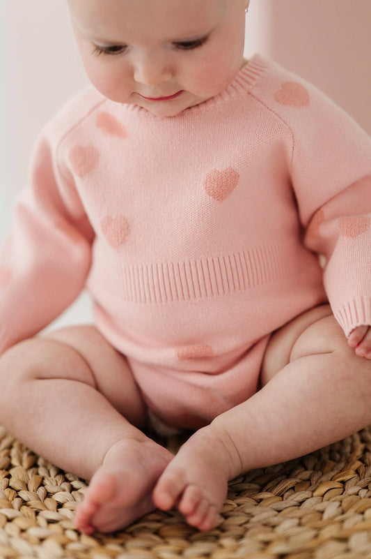 Valentine Hearts Knit Sweater Romper