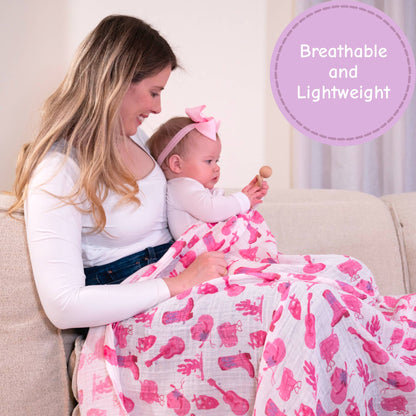 Let's Go Girls Baby Muslin Swaddle Blanket