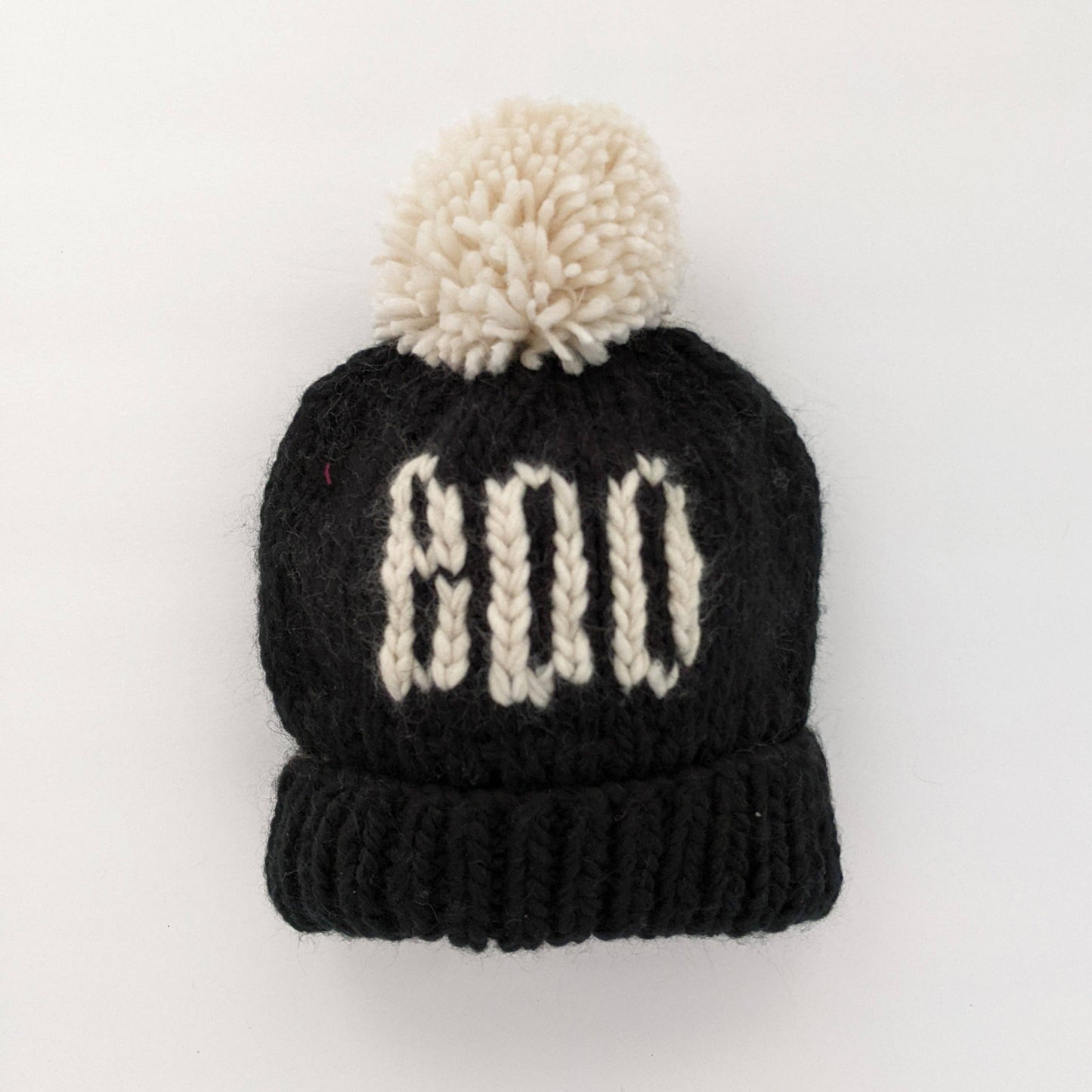 BOO Black Hand Knit Halloween Beanie Hat  Baby to Big Kid
