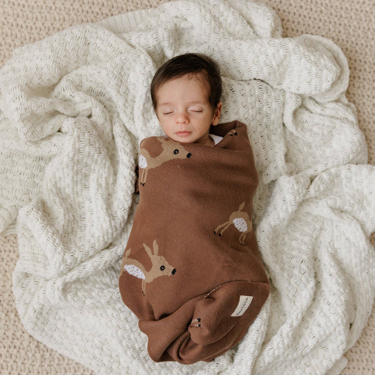 100% Luxury Cotton Swaddle Receiving Baby Blanket - Deer