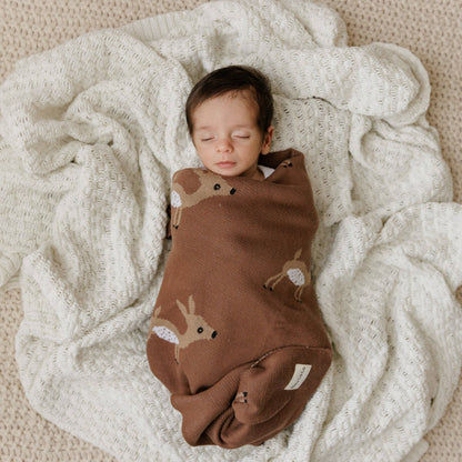 100% Luxury Cotton Swaddle Receiving Baby Blanket - Deer