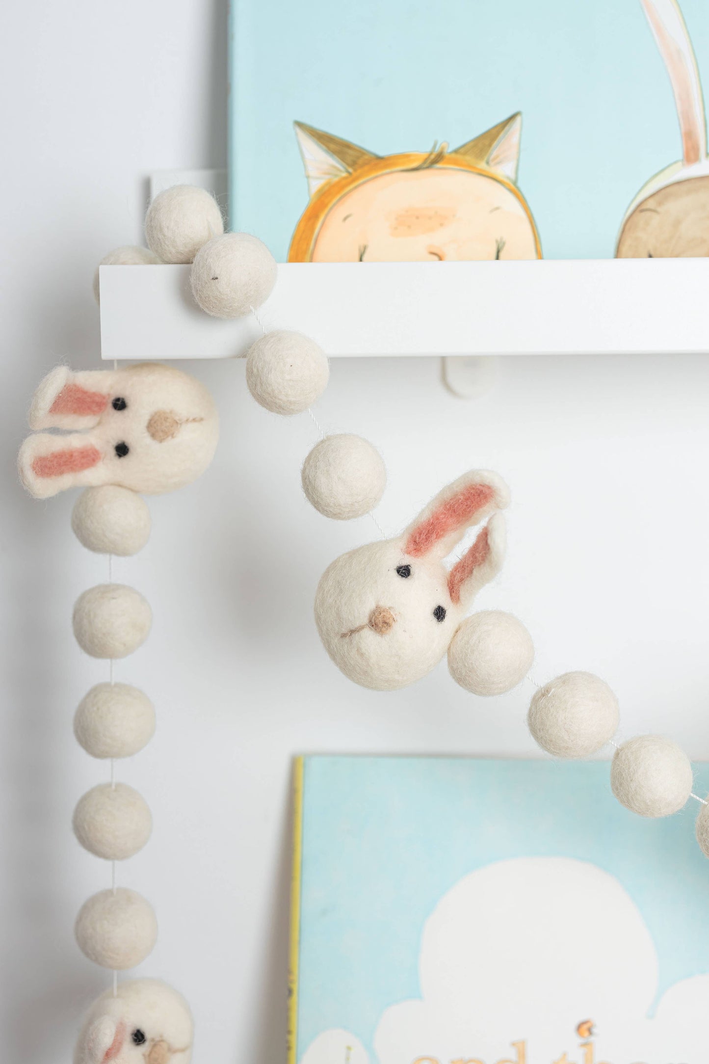 Felt White Easter Bunny Felt Garland