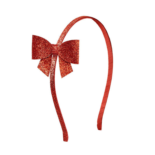 Red Glitter Christmas Bow Headband