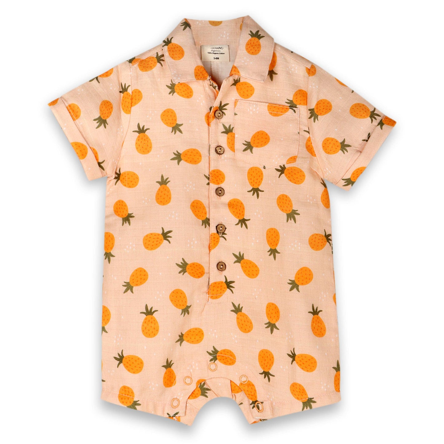 Pineapple Button Baby Short Romper