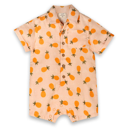 Pineapple Button Baby Short Romper