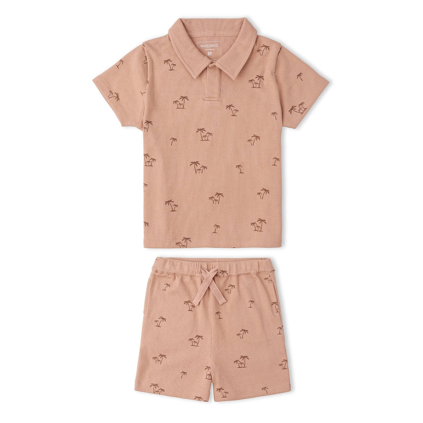 Organic Collar Tee & Shorts Set - Island Palm