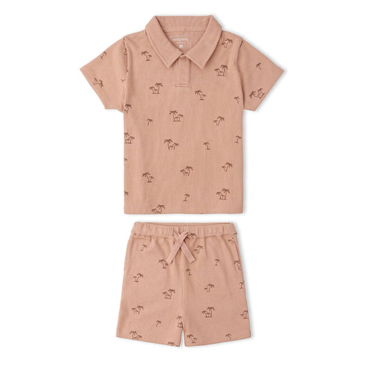 Organic Collar Tee & Shorts Set - Island Palm