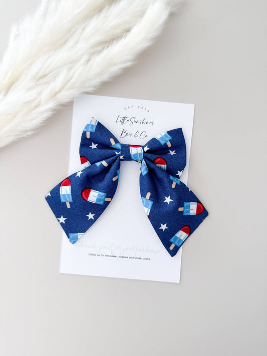 Royal Blue Popsicles 4th of July Sailor Hair Bow