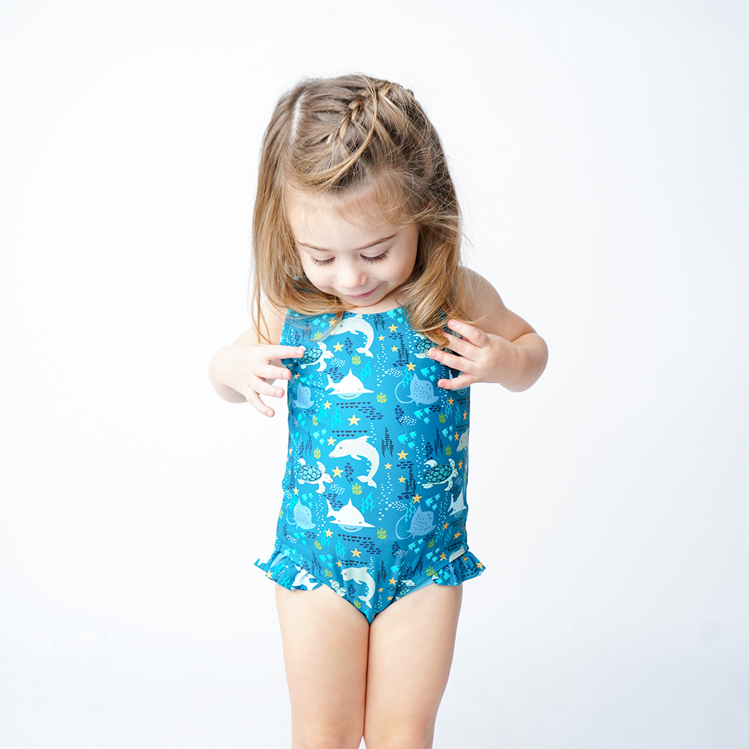 Ocean Friends Ruffle Leg Swimsuit