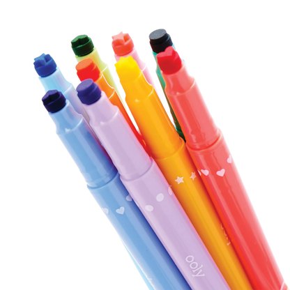 Confetti Stamp Double-Ended Markers - Stamp & Fine Tip - Set of 9