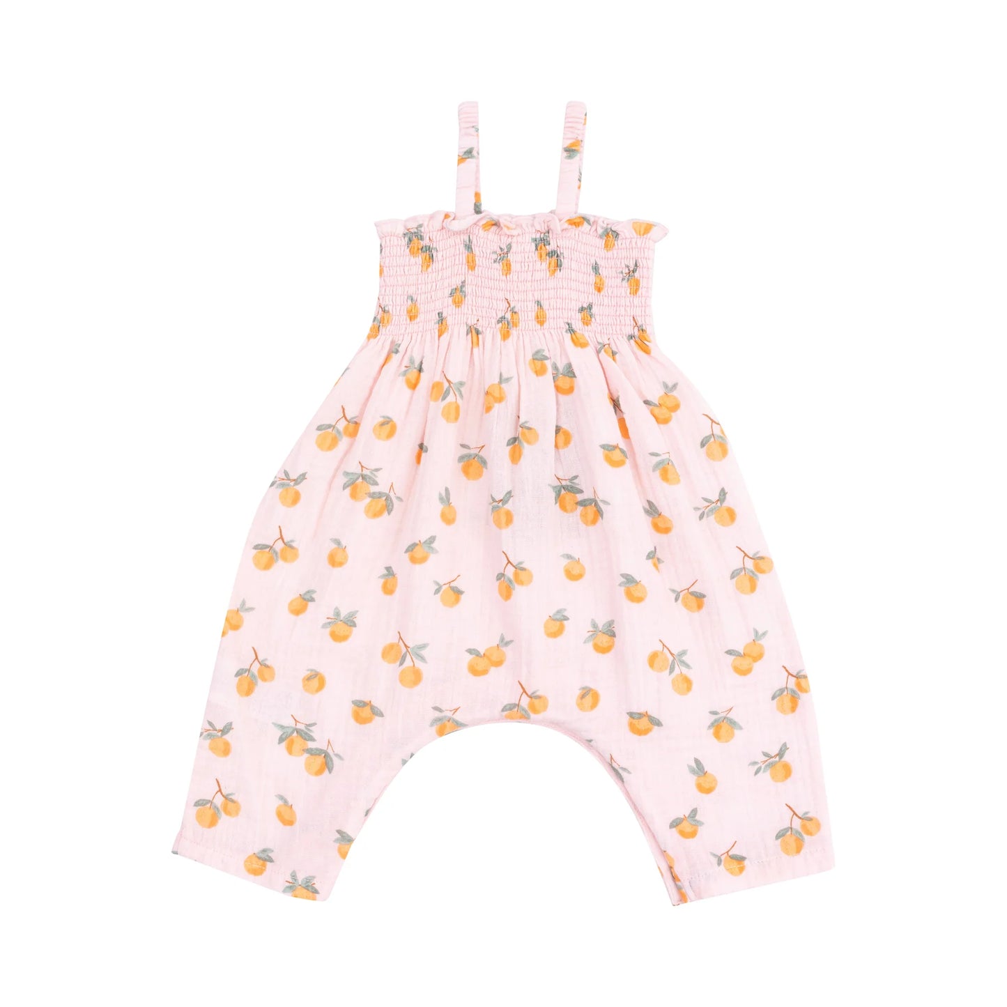 Smocked Romper, Sweet Clementines