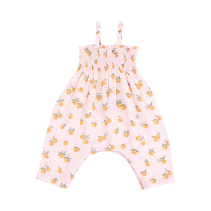 Smocked Romper, Sweet Clementines