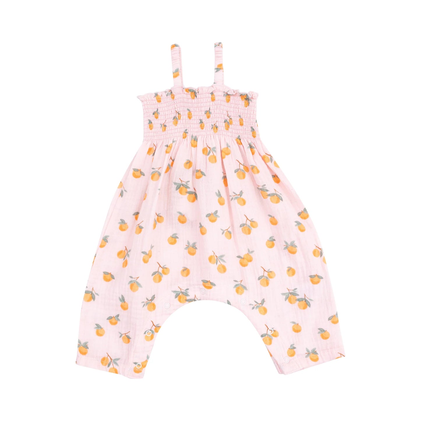 Smocked Romper, Sweet Clementines