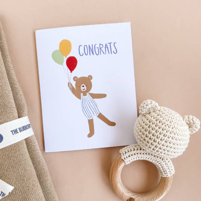 “Congrats” Balloon Bear Greeting Card