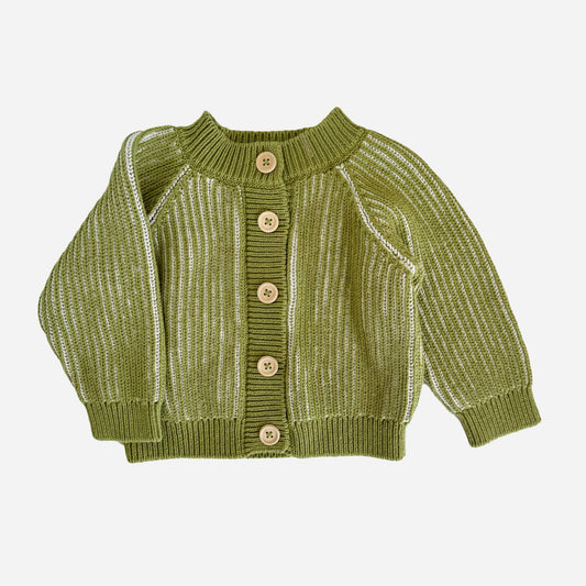 The Blueberry Hill green cotton brioche knit cardigan